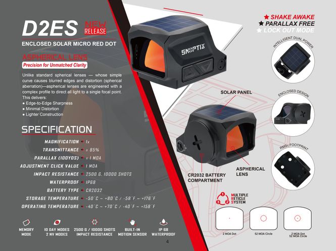 Hovedbilde D2ES. Micro Red Dot optikk. 3MOA  fra Skoptix
